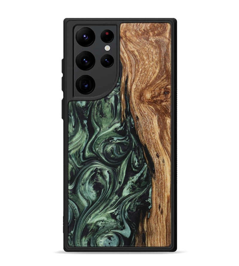 Galaxy S22 Ultra Wood+Resin Phone Case - Judy (Green, 718054)