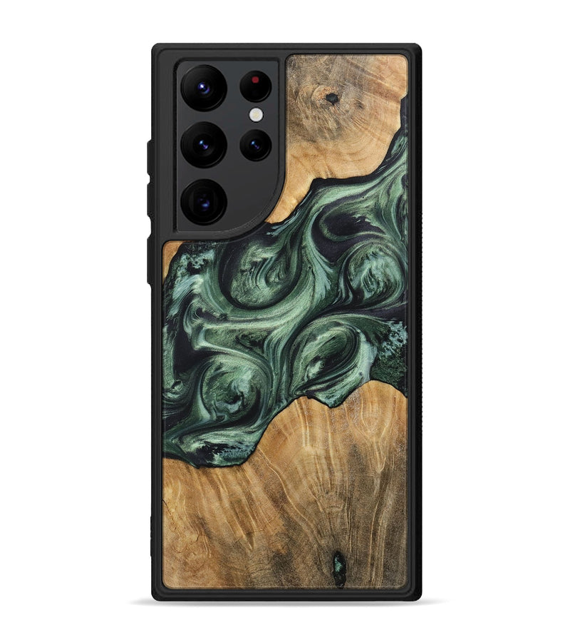 Galaxy S22 Ultra Wood+Resin Phone Case - Harper (Green, 718055)