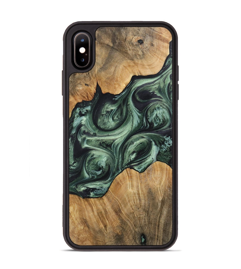 iPhone Xs Max Wood+Resin Phone Case - Harper (Green, 718055)