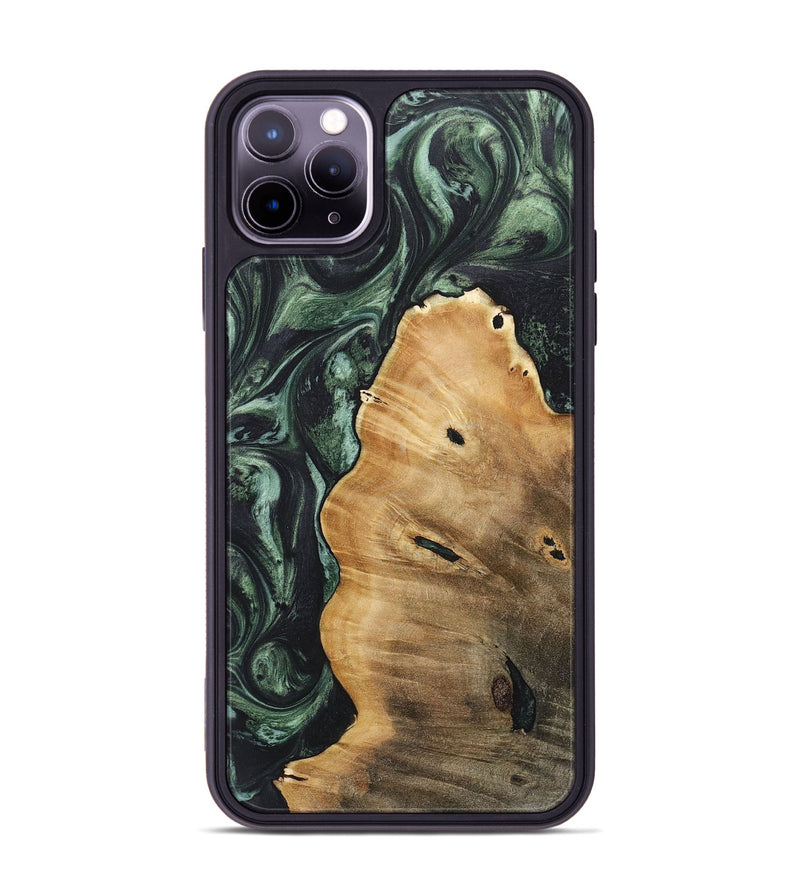 iPhone 11 Pro Max Wood+Resin Phone Case - Mabel (Green, 718057)