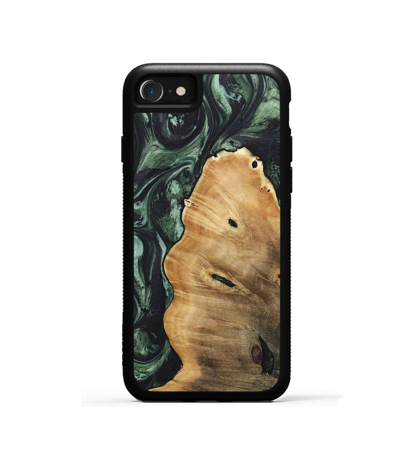 iPhone SE Wood+Resin Phone Case - Mabel (Green, 718057)