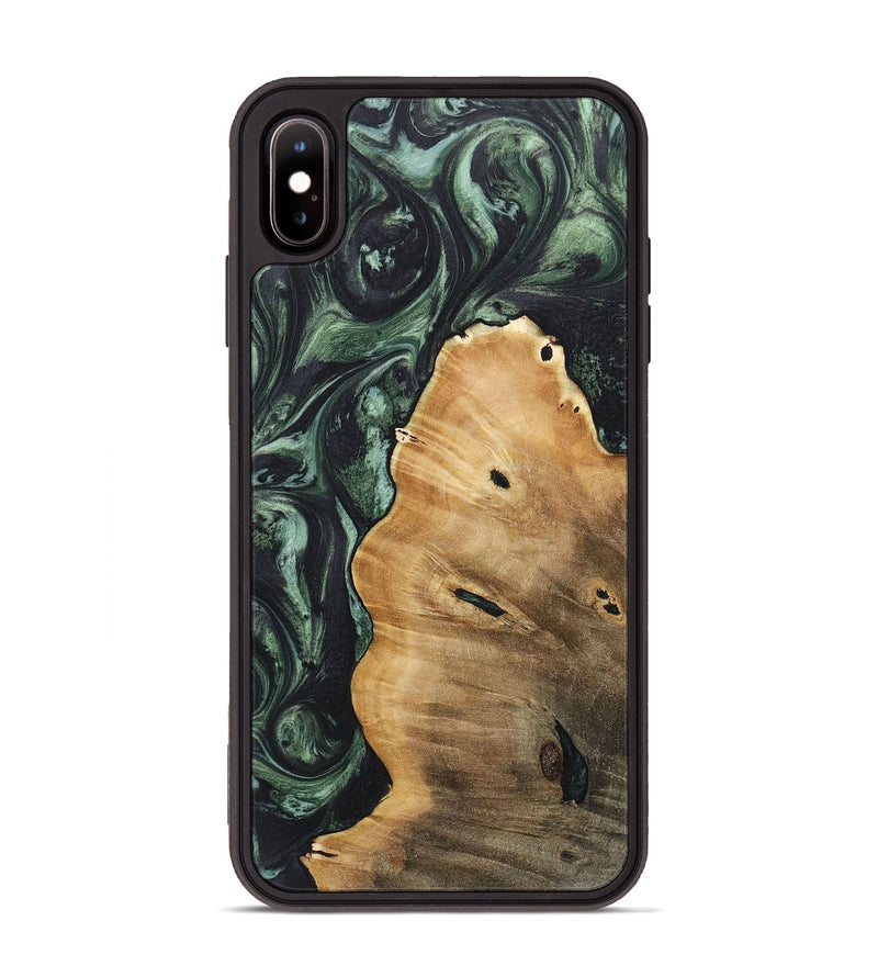 iPhone Xs Max Wood+Resin Phone Case - Mabel (Green, 718057)