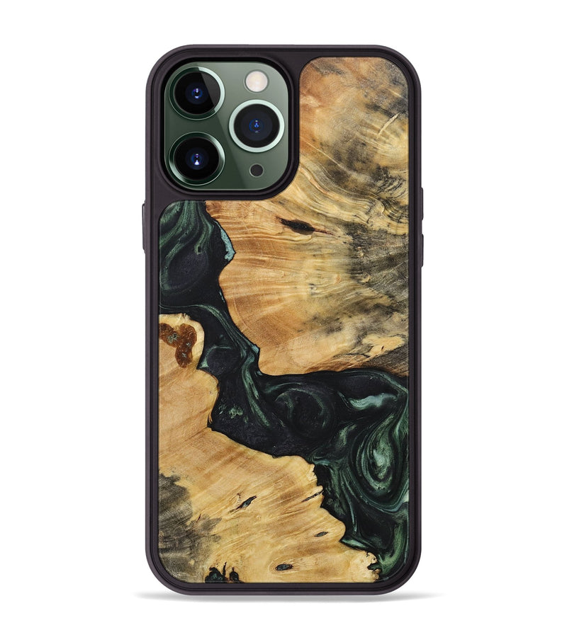 iPhone 13 Pro Max Wood+Resin Phone Case - Salvatore (Green, 718058)