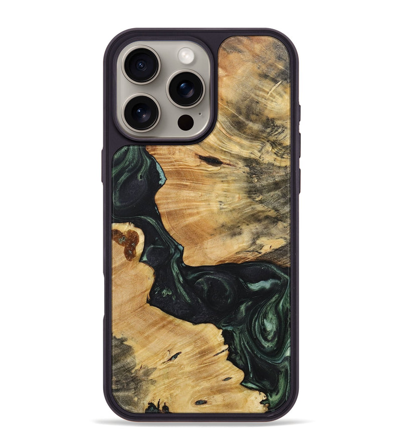 iPhone 16 Pro Max Wood+Resin Phone Case - Salvatore (Green, 718058)