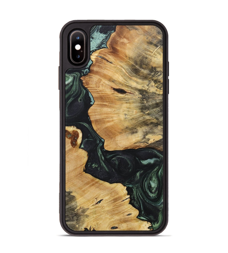 iPhone Xs Max Wood+Resin Phone Case - Salvatore (Green, 718058)