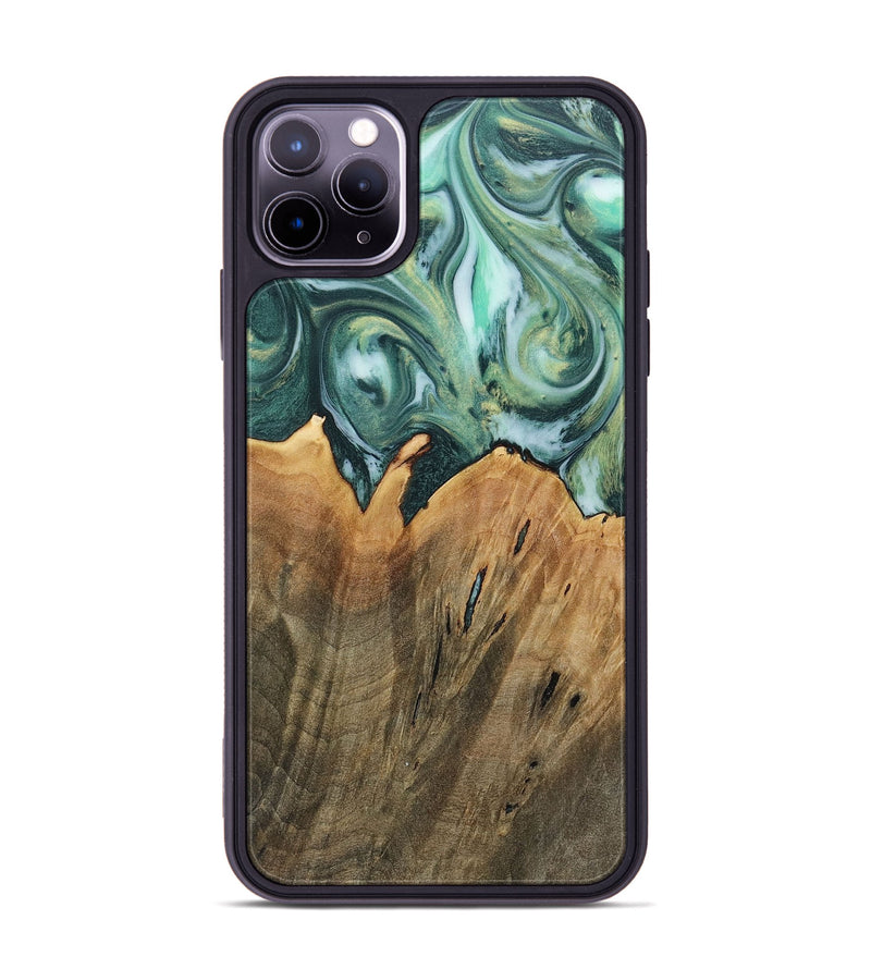 iPhone 11 Pro Max Wood+Resin Phone Case - Sullivan (Green, 718059)