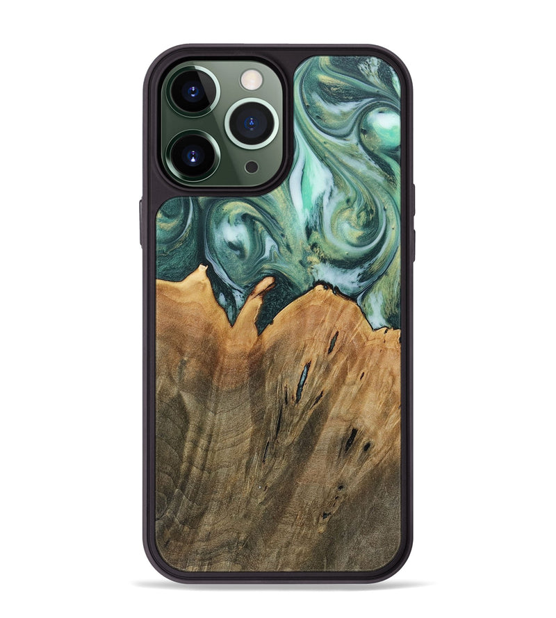 iPhone 13 Pro Max Wood+Resin Phone Case - Sullivan (Green, 718059)