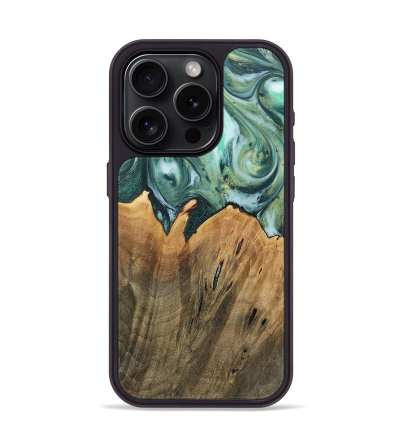 iPhone 15 Pro Wood+Resin Phone Case - Sullivan (Green, 718059)