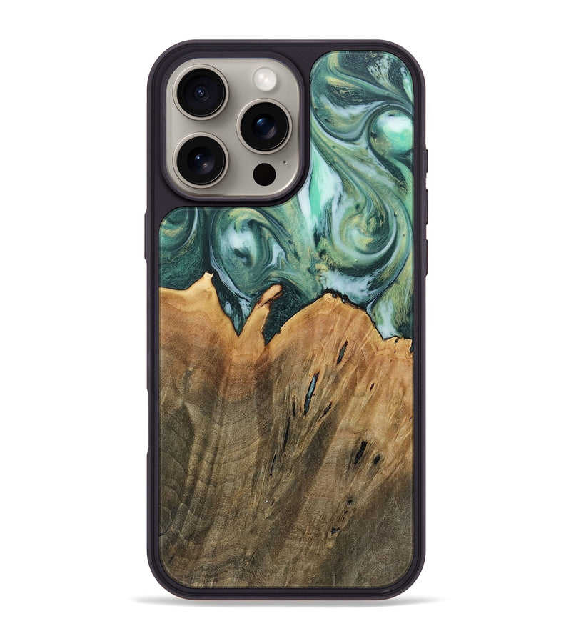 iPhone 16 Pro Max Wood+Resin Phone Case - Sullivan (Green, 718059)