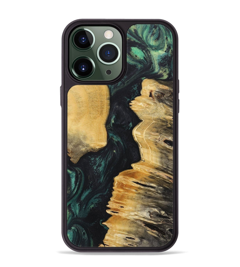 iPhone 13 Pro Max Wood+Resin Phone Case - Summer (Green, 718068)