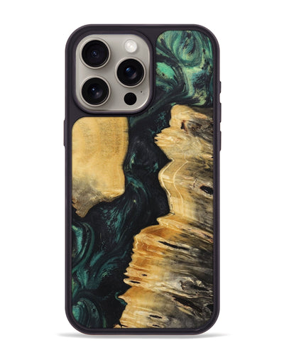 iPhone 15 Pro Max Wood+Resin Phone Case - Summer (Green, 718068)