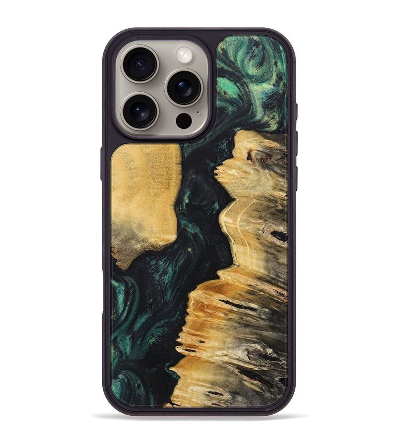 iPhone 16 Pro Max Wood+Resin Phone Case - Summer (Green, 718068)