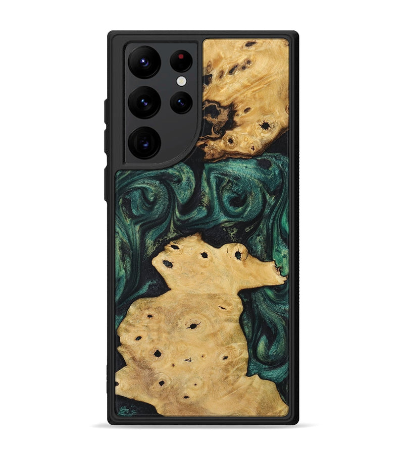 Galaxy S22 Ultra Wood+Resin Phone Case - Chance (Green, 718069)