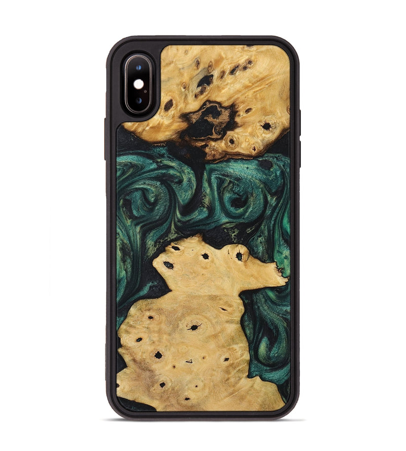 iPhone Xs Max Wood+Resin Phone Case - Chance (Green, 718069)