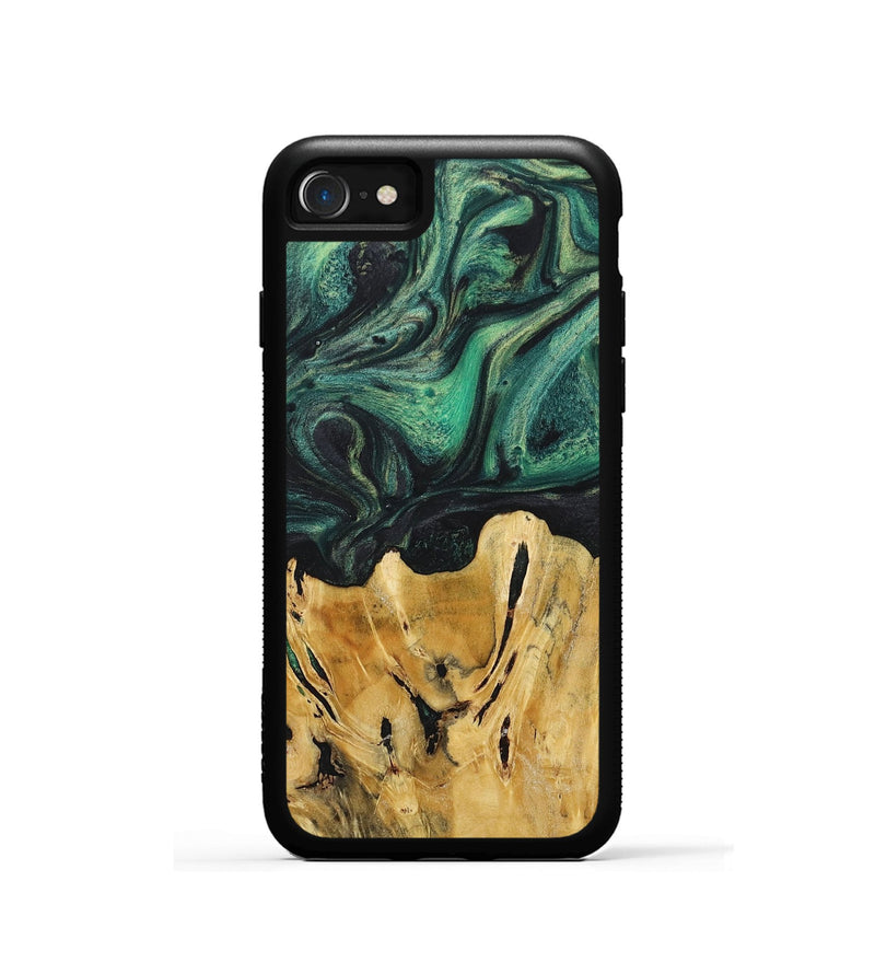 iPhone SE Wood+Resin Phone Case - Mauricio (Green, 718071)