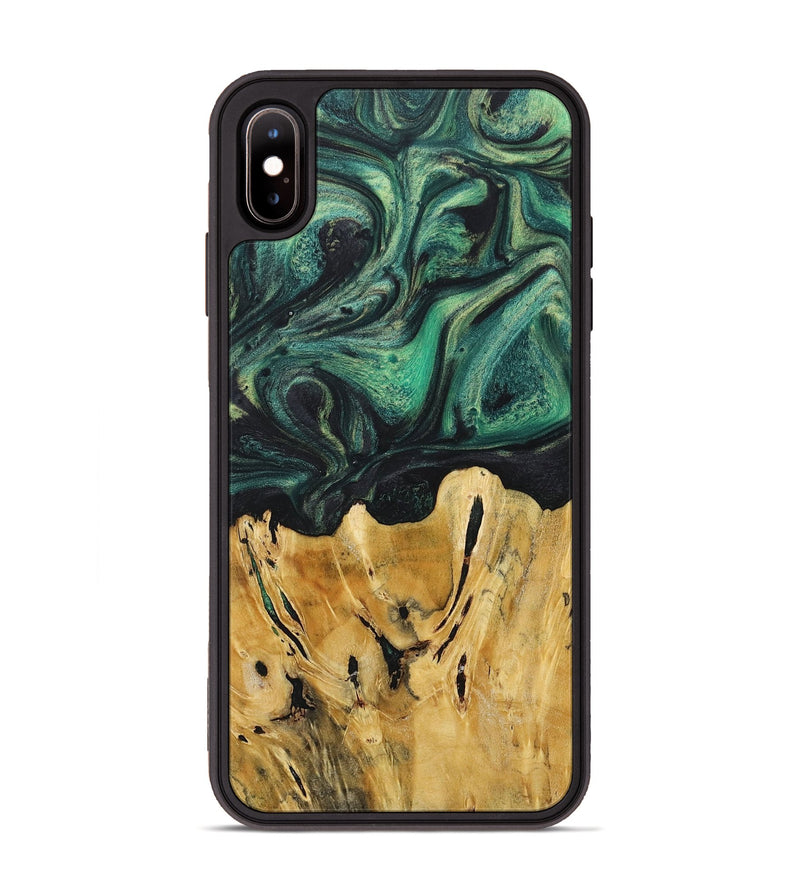 iPhone Xs Max Wood+Resin Phone Case - Mauricio (Green, 718071)