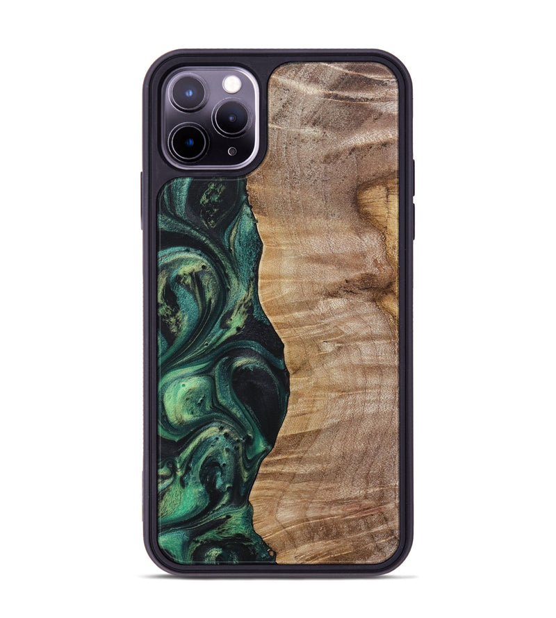 iPhone 11 Pro Max Wood+Resin Phone Case - Fannie (Green, 718083)