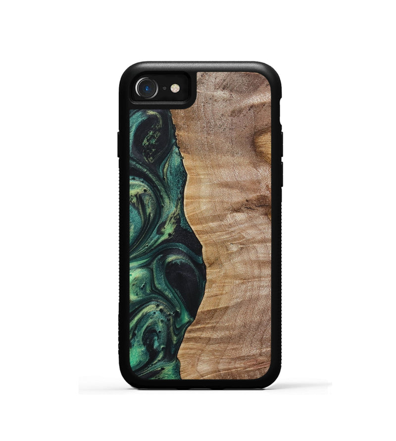 iPhone SE Wood+Resin Phone Case - Fannie (Green, 718083)