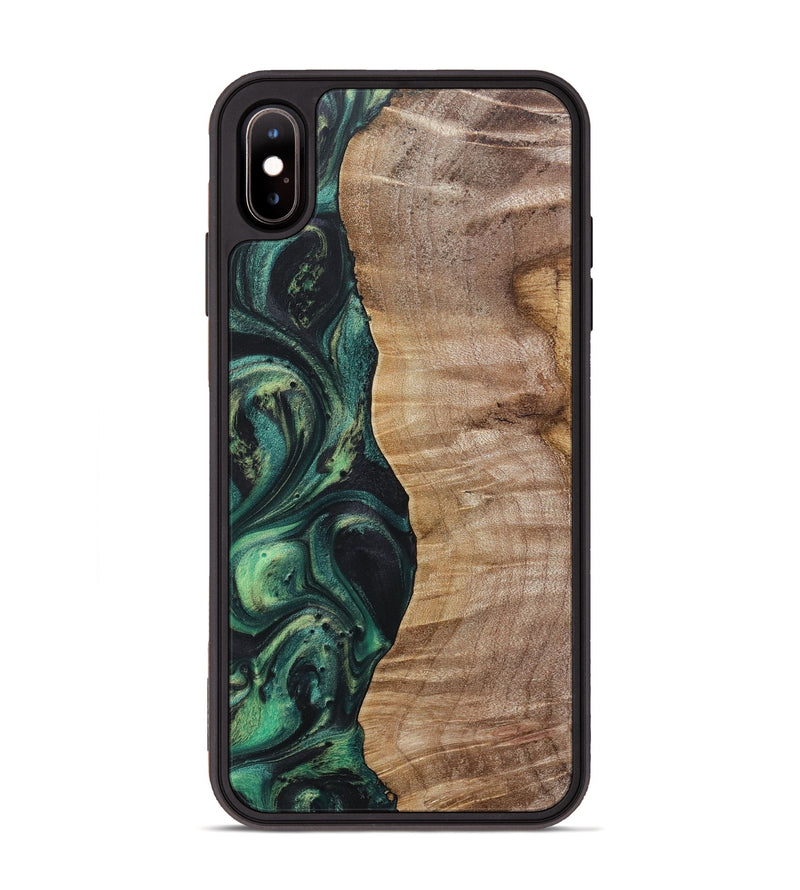 iPhone Xs Max Wood+Resin Phone Case - Fannie (Green, 718083)