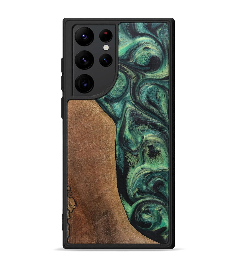 Galaxy S22 Ultra Wood+Resin Phone Case - Odin (Green, 718084)