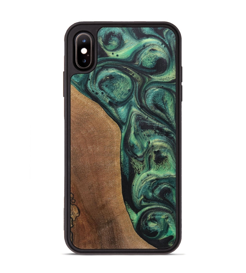 iPhone Xs Max Wood+Resin Phone Case - Odin (Green, 718084)