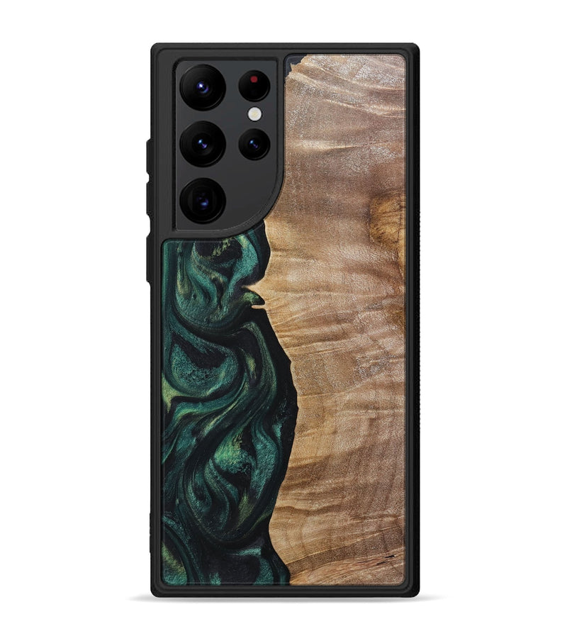 Galaxy S22 Ultra Wood+Resin Phone Case - Elian (Green, 718086)