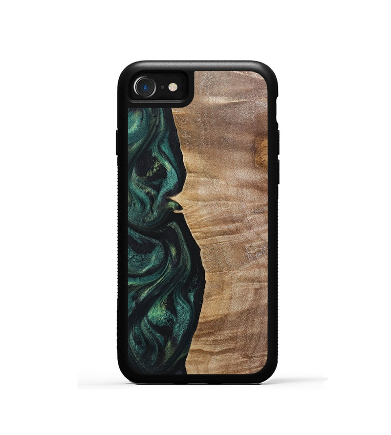 iPhone SE Wood+Resin Phone Case - Elian (Green, 718086)