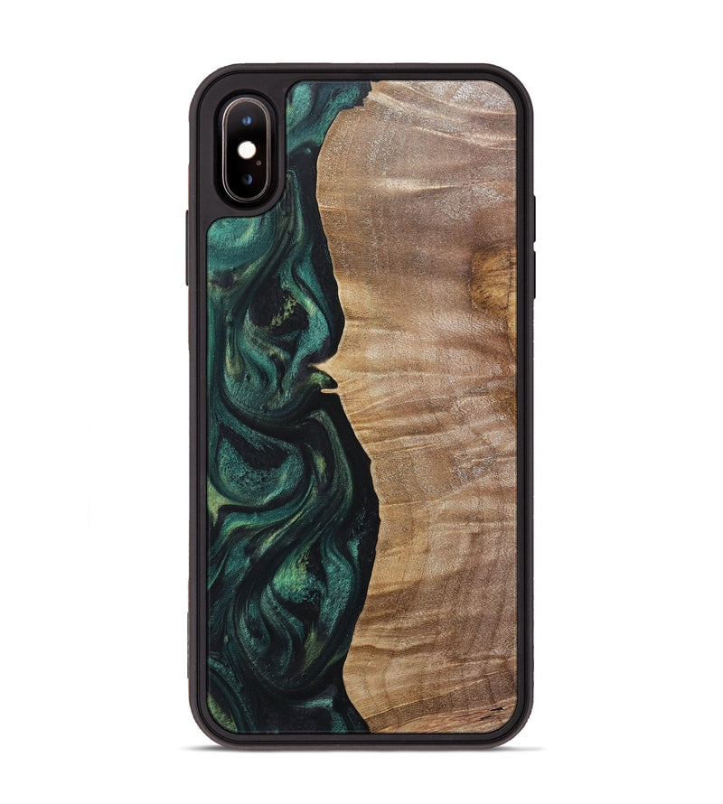 iPhone Xs Max Wood+Resin Phone Case - Elian (Green, 718086)