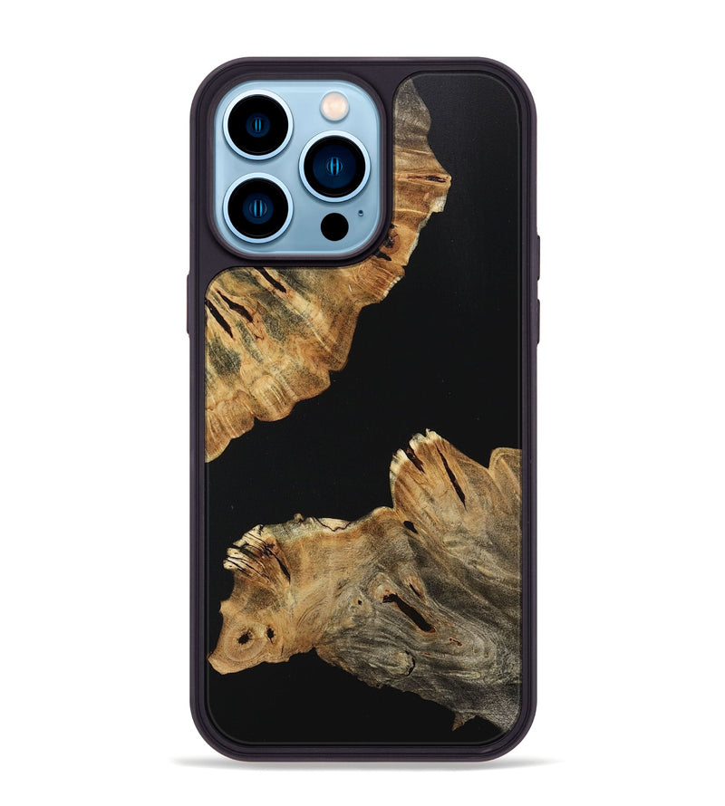 iPhone 14 Pro Max Wood+Resin Phone Case - Arturo (Pure Black, 718106)