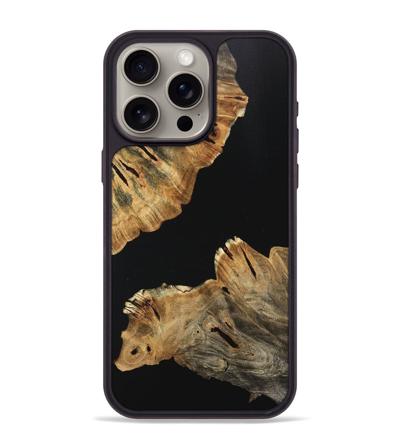 iPhone 15 Pro Max Wood+Resin Phone Case - Arturo (Pure Black, 718106)