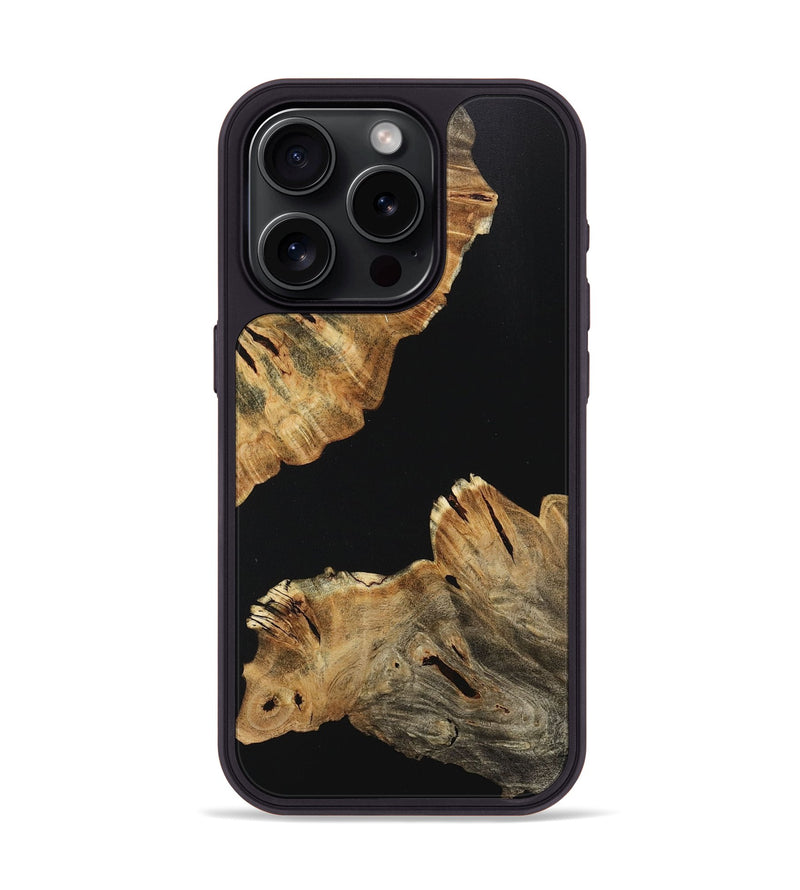 iPhone 15 Pro Wood+Resin Phone Case - Arturo (Pure Black, 718106)