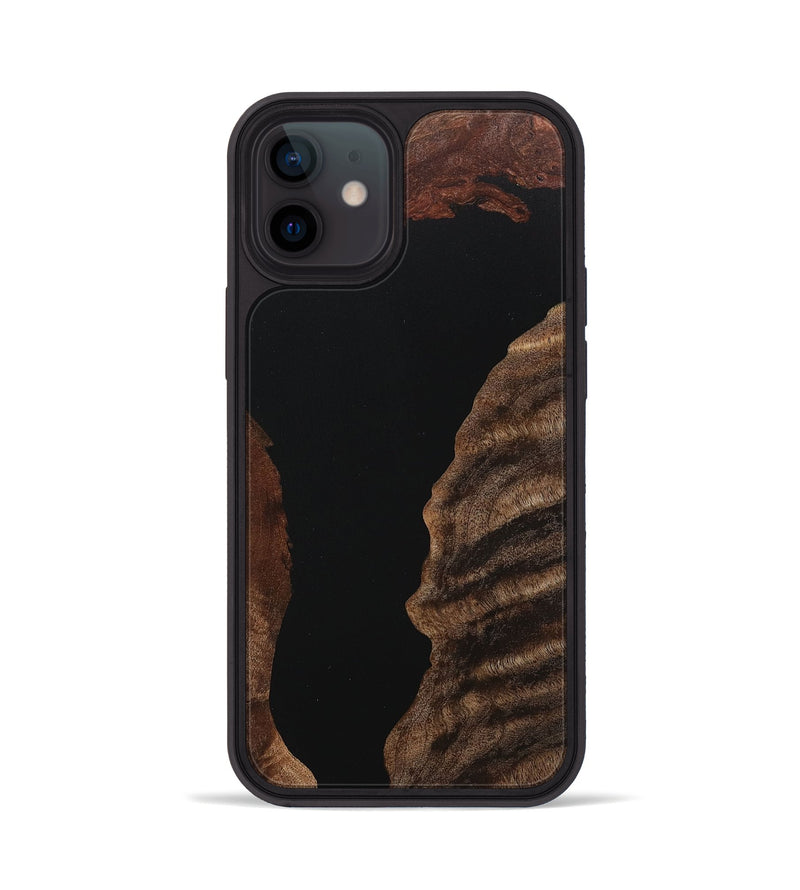 iPhone 12 Wood+Resin Phone Case - Lindsay (Pure Black, 718108)