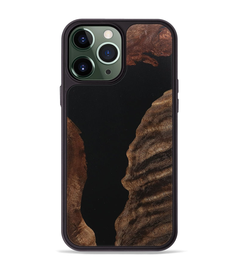 iPhone 13 Pro Max Wood+Resin Phone Case - Lindsay (Pure Black, 718108)