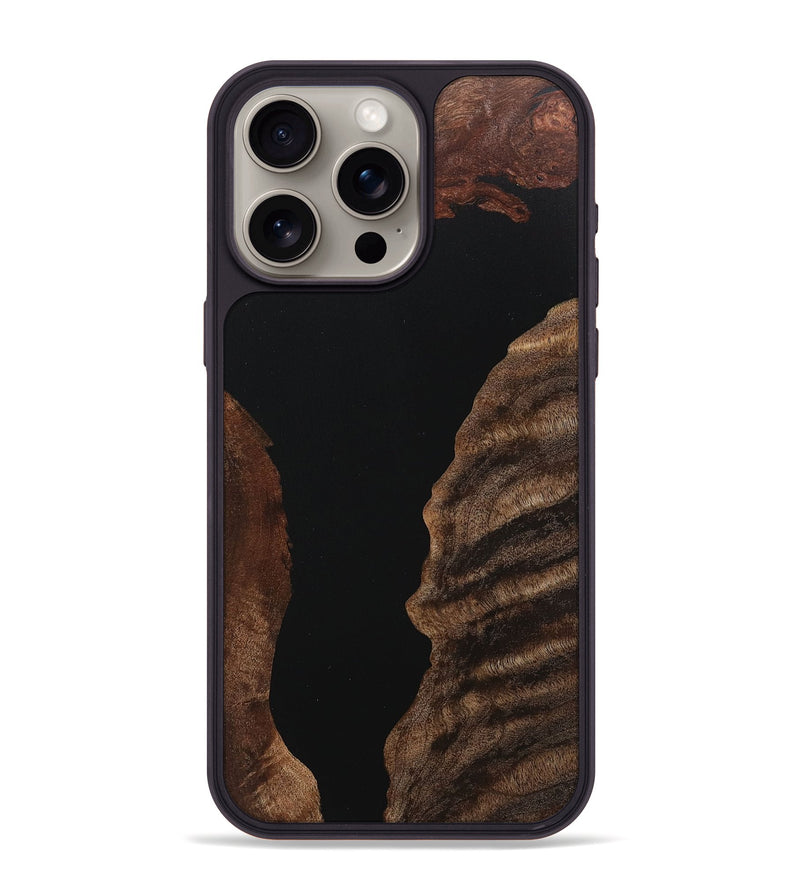 iPhone 15 Pro Max Wood+Resin Phone Case - Lindsay (Pure Black, 718108)