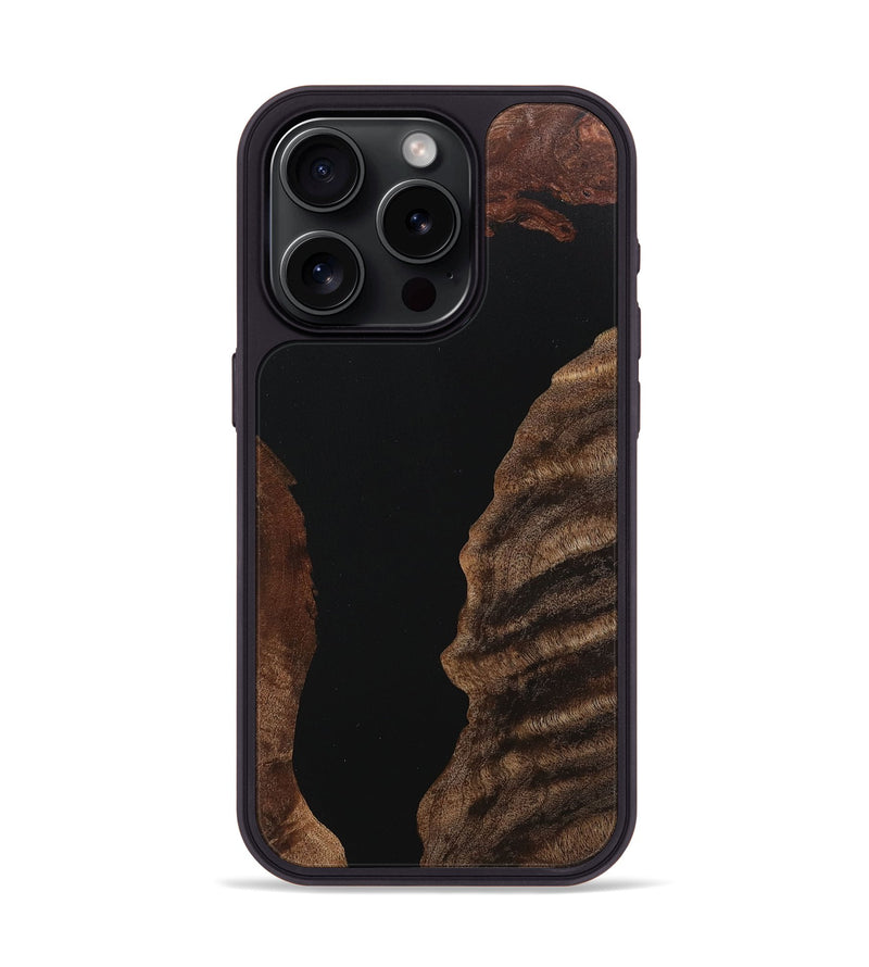 iPhone 15 Pro Wood+Resin Phone Case - Lindsay (Pure Black, 718108)