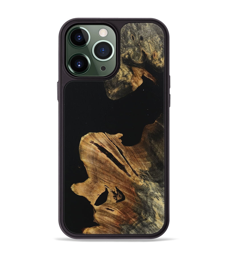 iPhone 13 Pro Max Wood+Resin Phone Case - Kenneth (Pure Black, 718111)