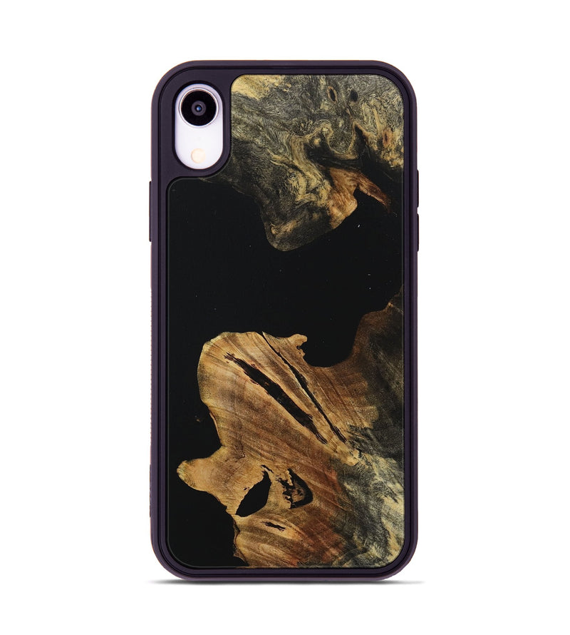 iPhone Xr Wood+Resin Phone Case - Kenneth (Pure Black, 718111)