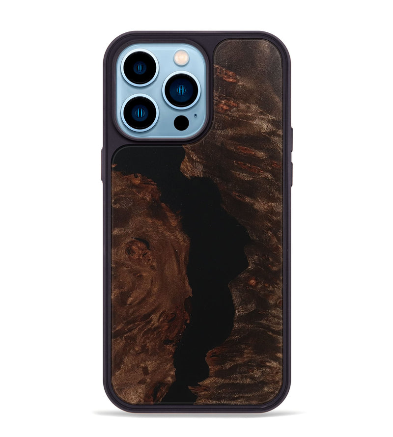 iPhone 14 Pro Max Wood+Resin Phone Case - Lowell (Pure Black, 718112)