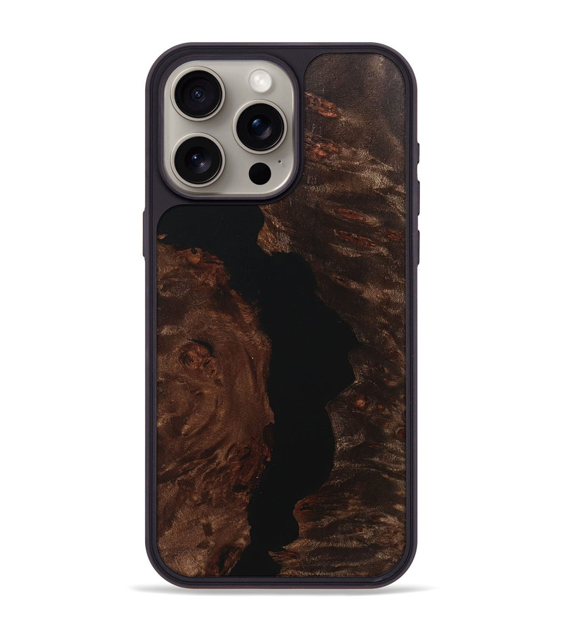 iPhone 15 Pro Max Wood+Resin Phone Case - Lowell (Pure Black, 718112)