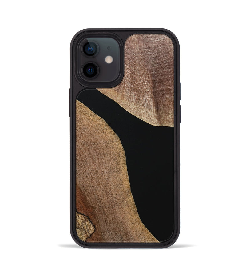 iPhone 12 Wood+Resin Phone Case - Stanley (Pure Black, 718113)