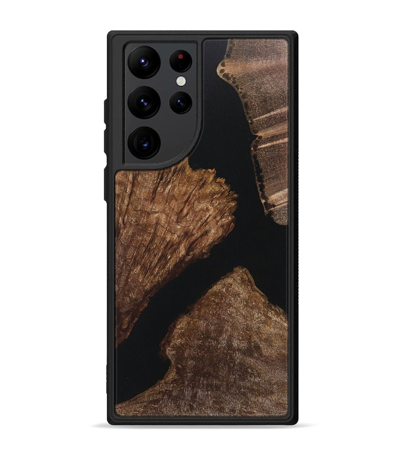 Galaxy S22 Ultra Wood+Resin Phone Case - Dwight (Pure Black, 718114)