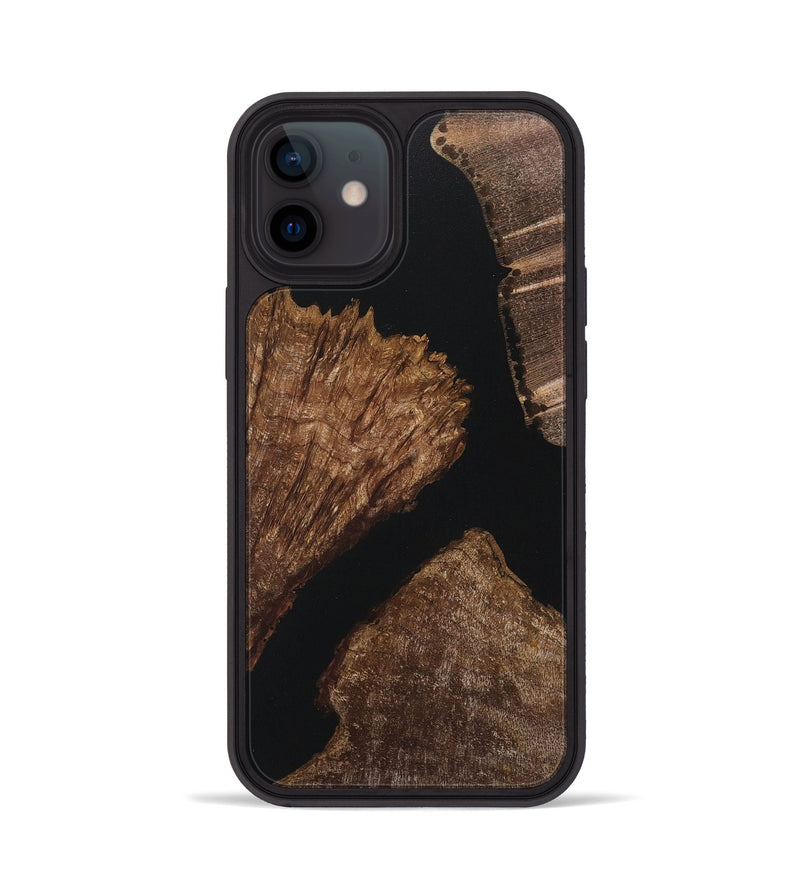 iPhone 12 Wood+Resin Phone Case - Dwight (Pure Black, 718114)