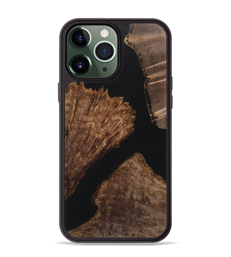 iPhone 13 Pro Max Wood+Resin Phone Case - Dwight (Pure Black, 718114)