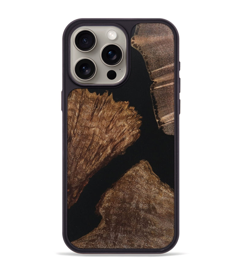 iPhone 15 Pro Max Wood+Resin Phone Case - Dwight (Pure Black, 718114)