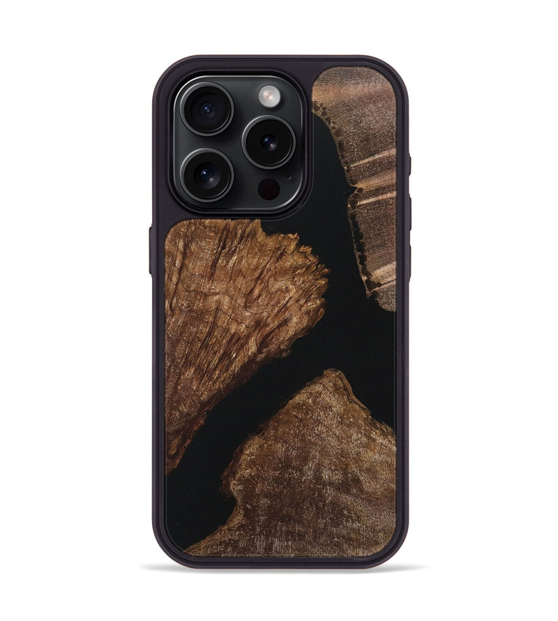 iPhone 15 Pro Wood+Resin Phone Case - Dwight (Pure Black, 718114)