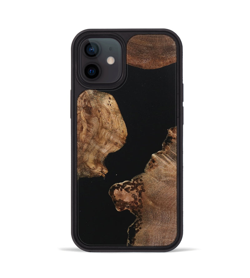 iPhone 12 Wood+Resin Phone Case - Lacey (Pure Black, 718116)