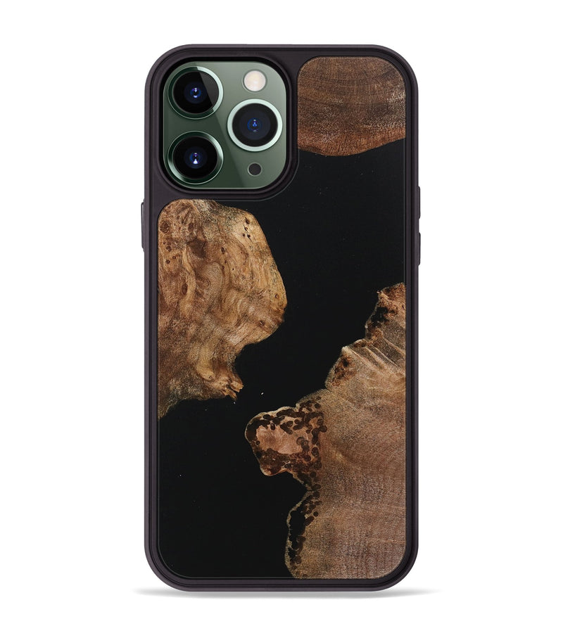 iPhone 13 Pro Max Wood+Resin Phone Case - Lacey (Pure Black, 718116)