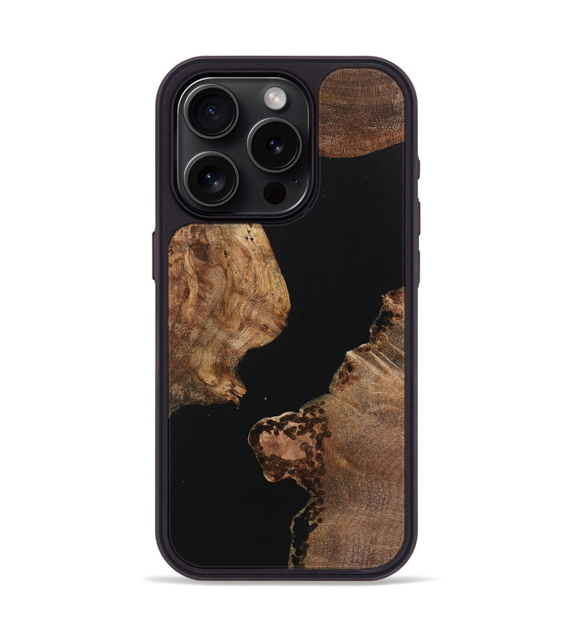 iPhone 15 Pro Wood+Resin Phone Case - Lacey (Pure Black, 718116)