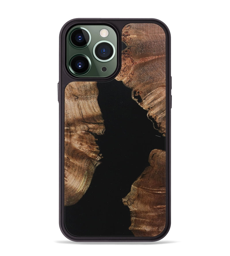 iPhone 13 Pro Max Wood+Resin Phone Case - James (Pure Black, 718117)