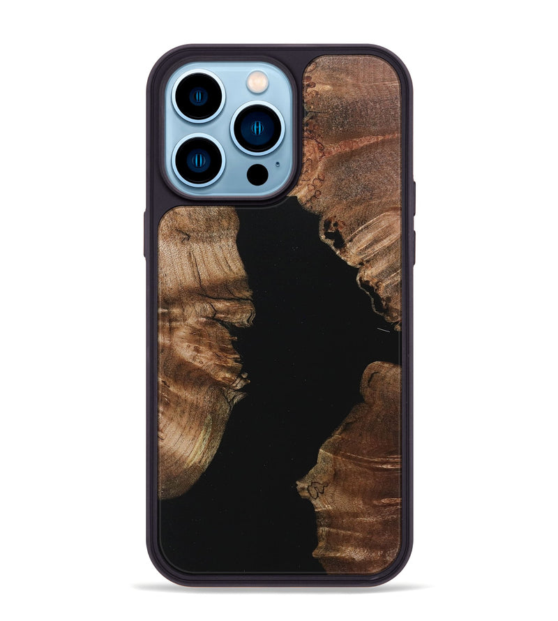 iPhone 14 Pro Max Wood+Resin Phone Case - James (Pure Black, 718117)